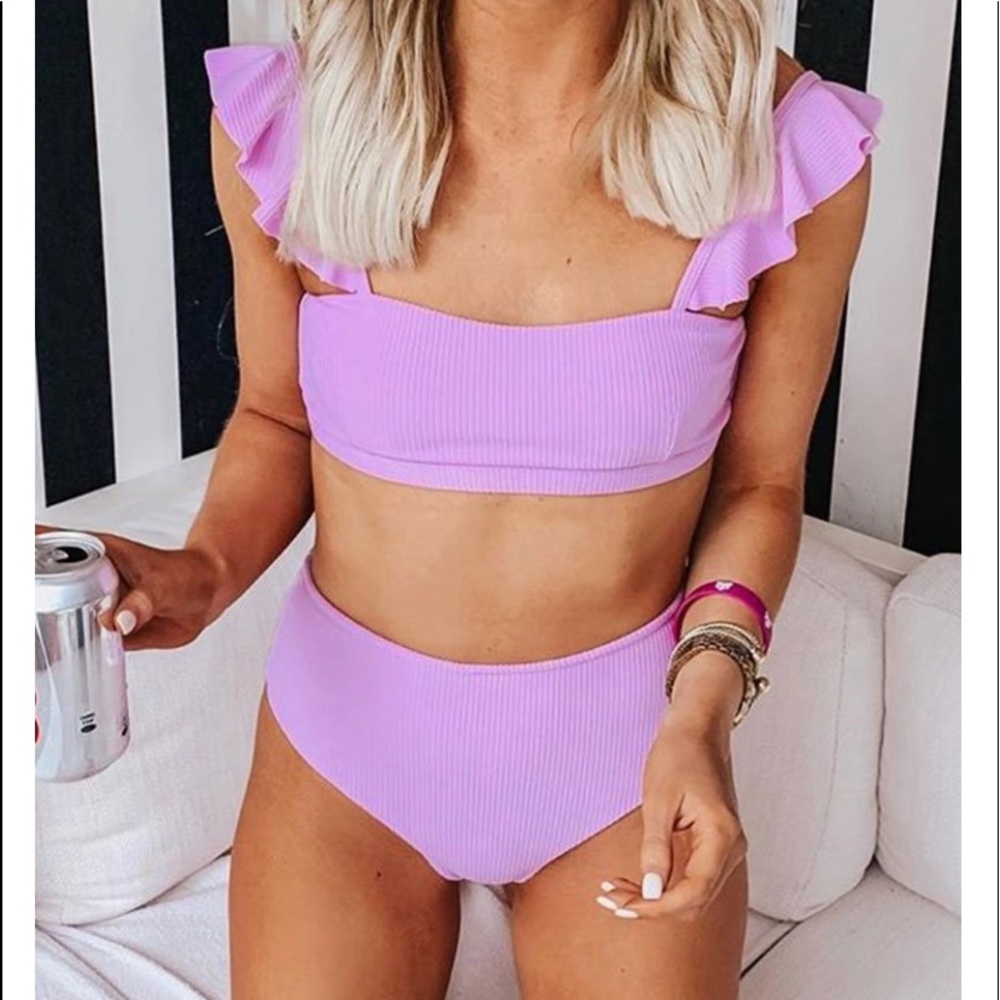 Purple highwaisted bathing suit